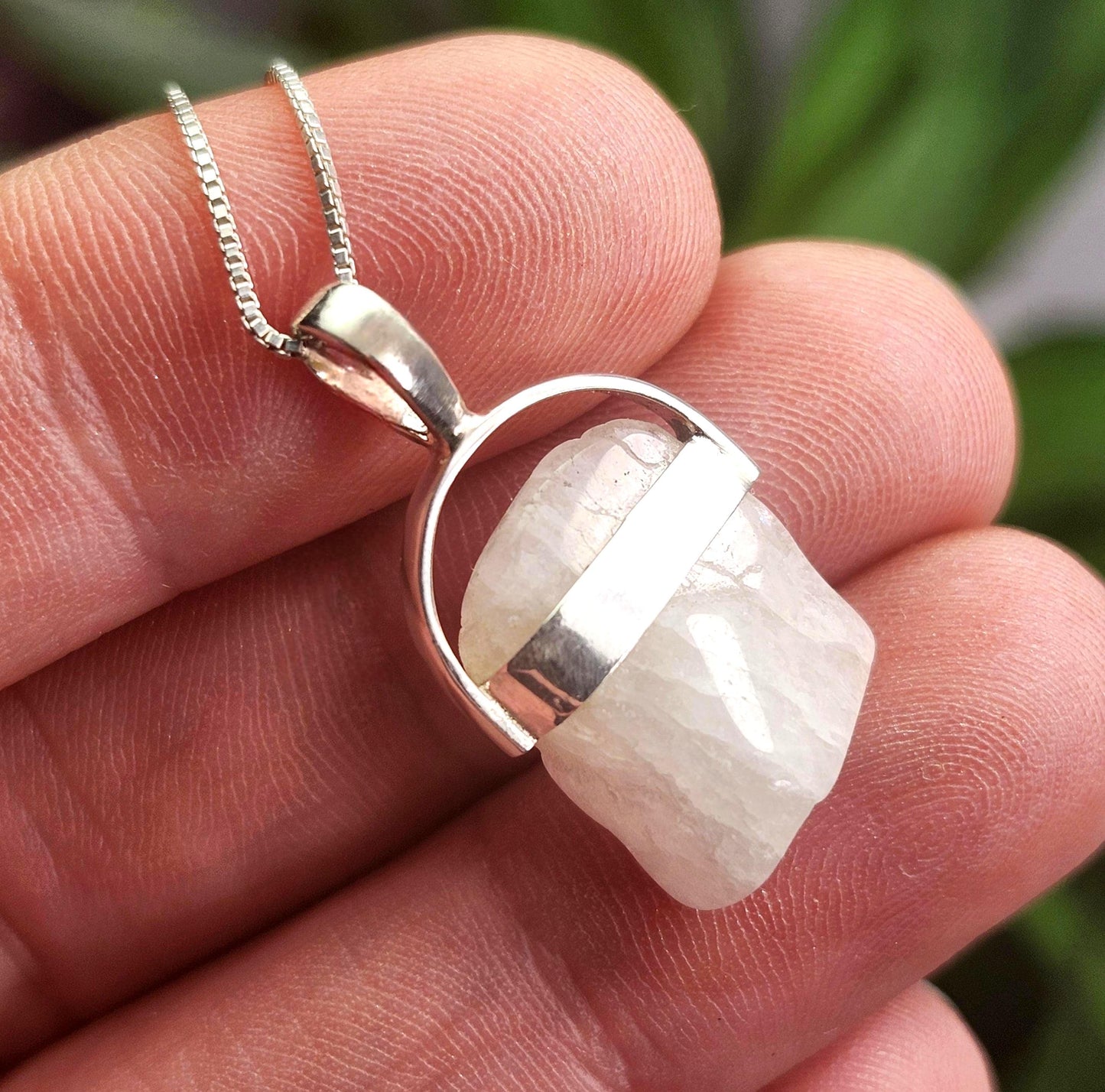 Polished Phenacite Pendant, Nigerian Phenakite Crystal Sterling Silver Necklace