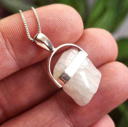 Polished Phenacite Pendant, Nigerian Phenakite Crystal Sterling Silver Necklace