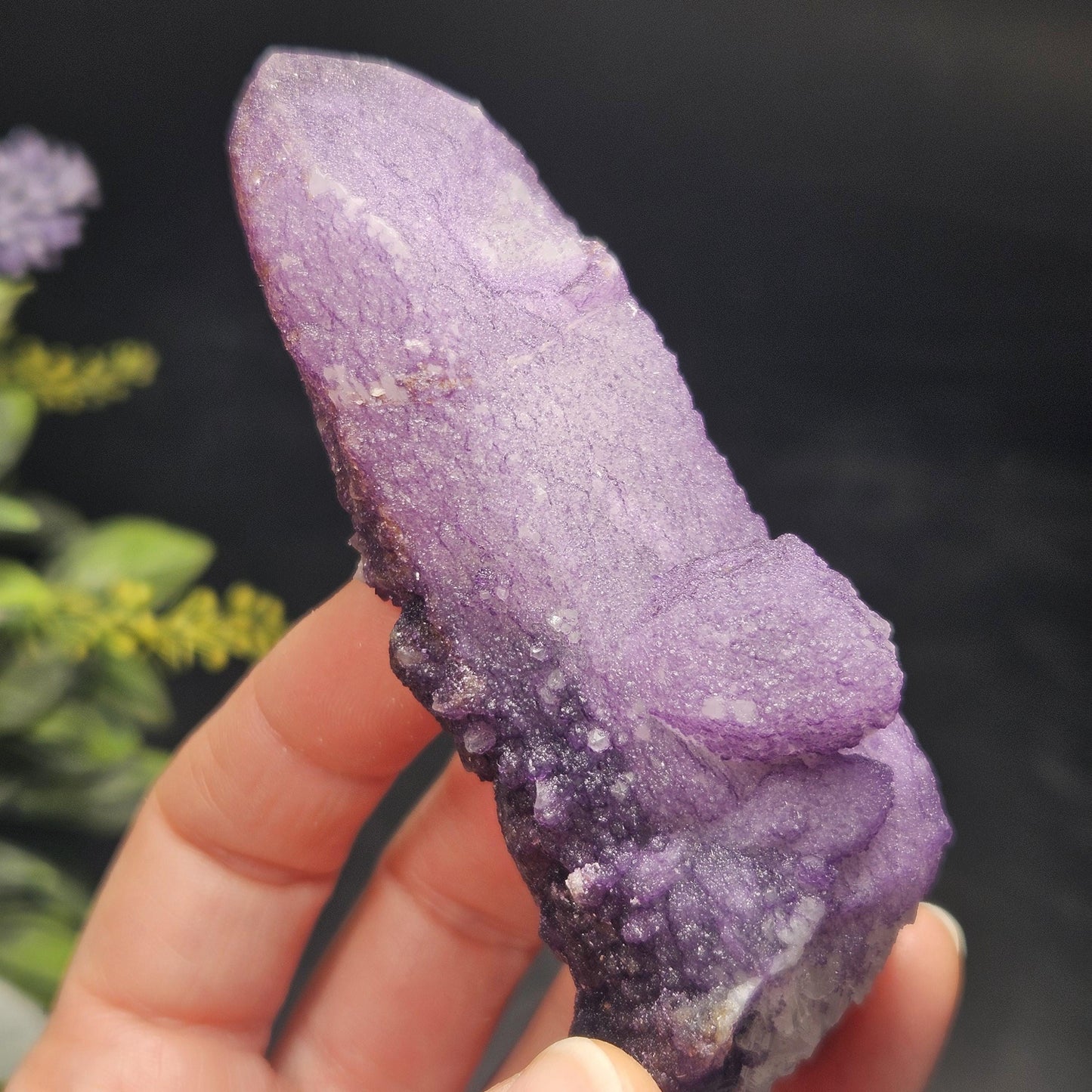 Purple Fluorite on Candle Quartz from Inner Mongolia, 130g