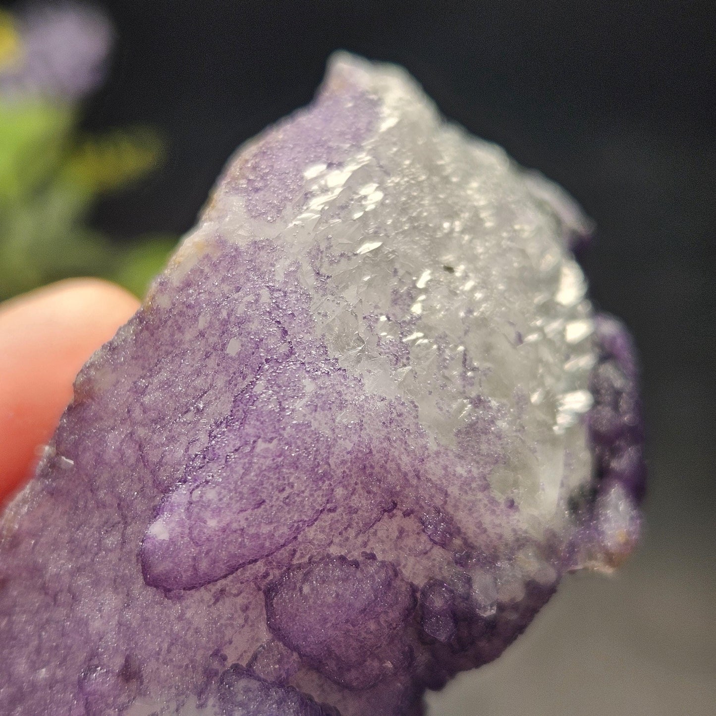 Purple Fluorite on Candle Quartz from Inner Mongolia, 130g