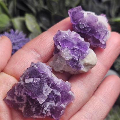 Lavender Purple Fluorite Cluster: UV Reactive, Fluorite with Calcite Mineral Specimen
