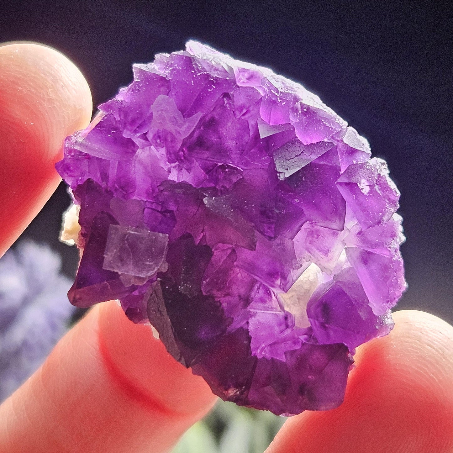 Cubic Purple Fluorite Cluster: UV Reactive, Violet Fluorite Mineral Specimen