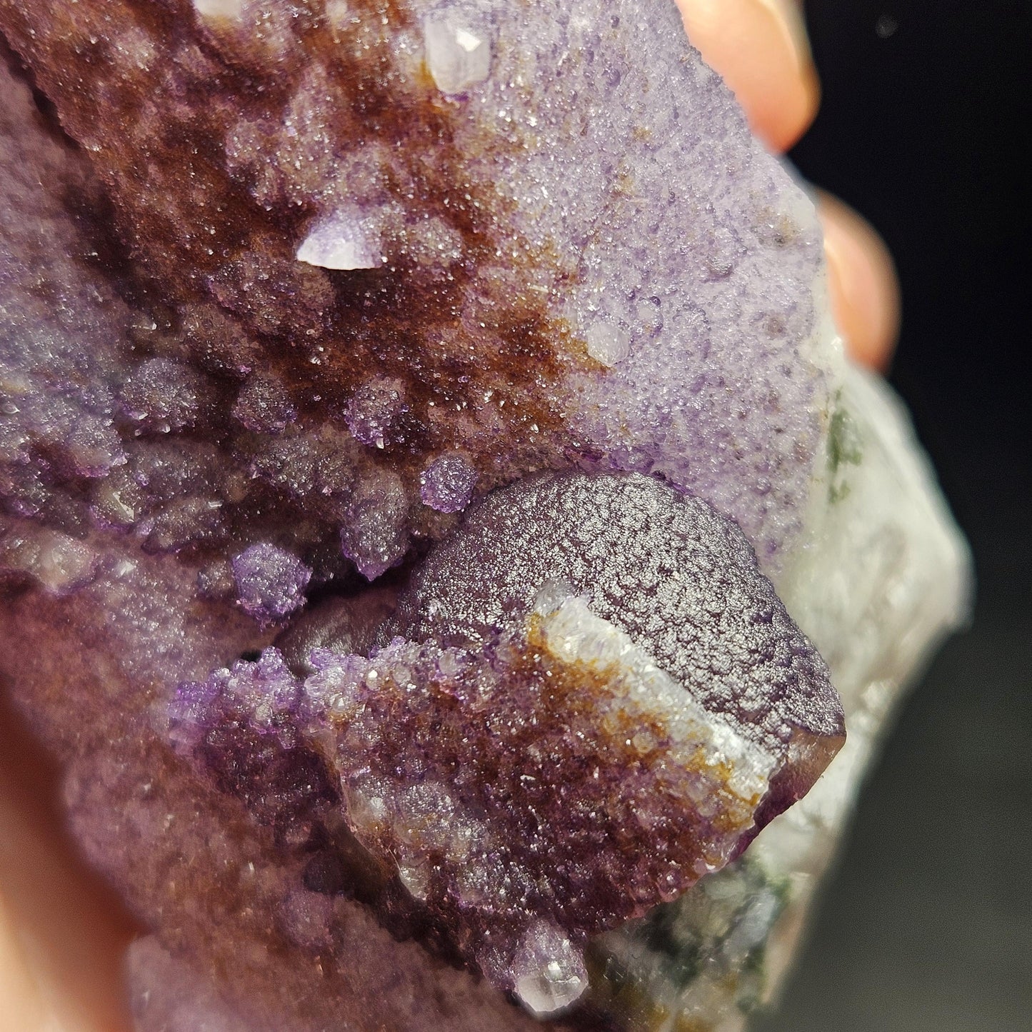 Twinned Purple Fluorite on Candle Quartz from Inner Mongolia, 231g