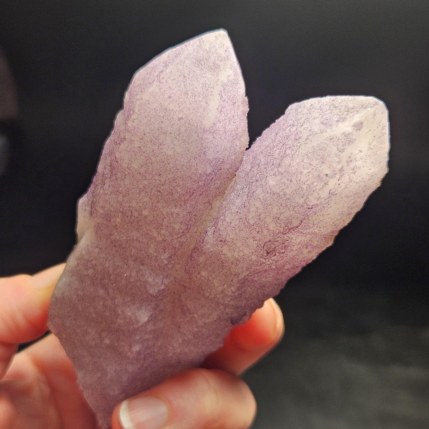 Twinned Purple Fluorite on Candle Quartz from Inner Mongolia, 231g