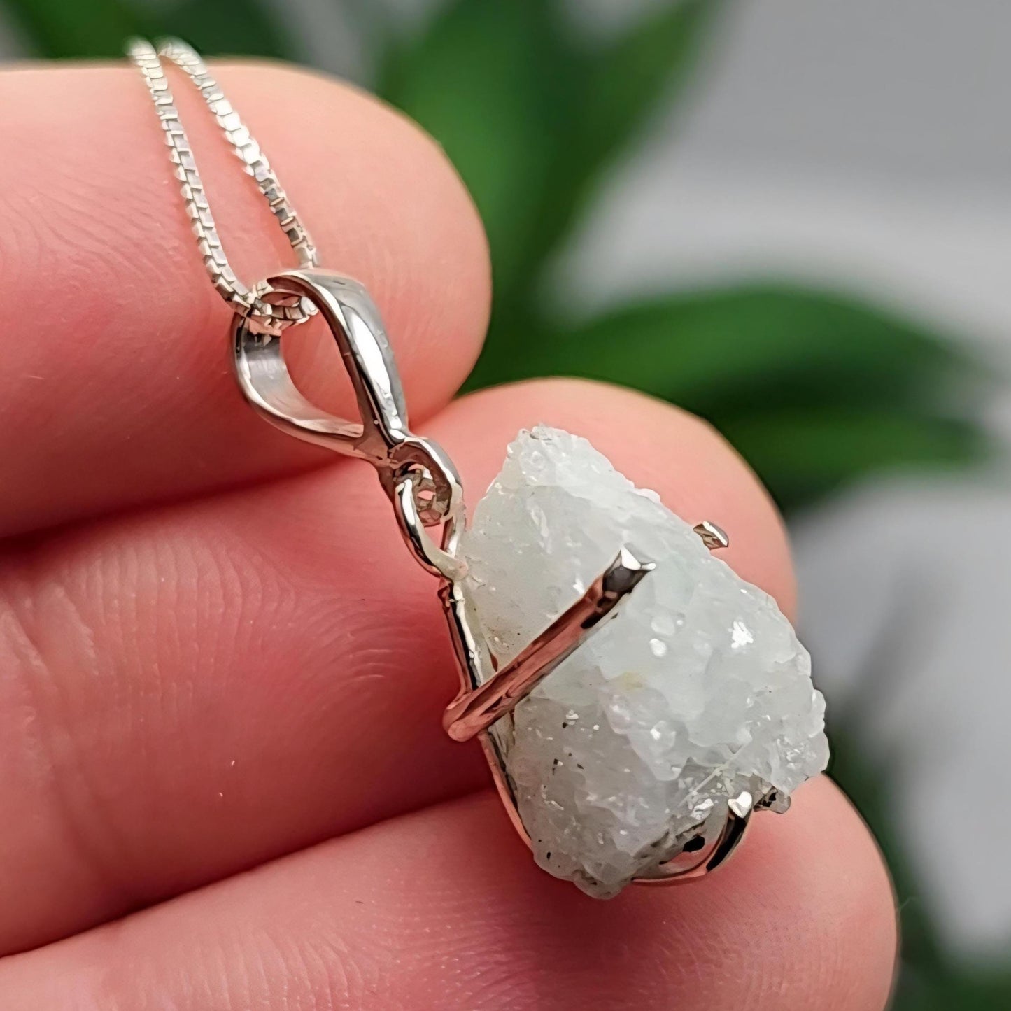 Euclase Crystal Pendant, Brazilian Blue Euclase Sterling Silver Necklace