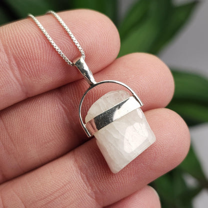 Polished Phenacite Pendant, Nigerian Phenakite Crystal Sterling Silver Necklace