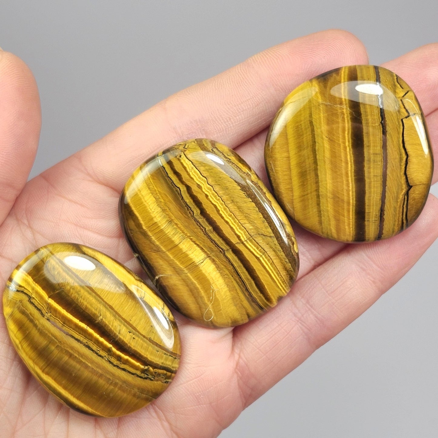 Tiger's Eye Palm Stone, Polished Tigers Eye Crystal