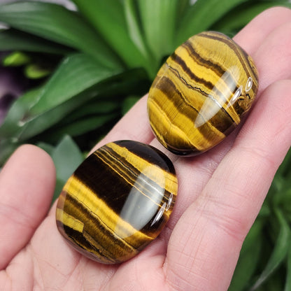 Tiger's Eye Palm Stone, Polished Tigers Eye Crystal