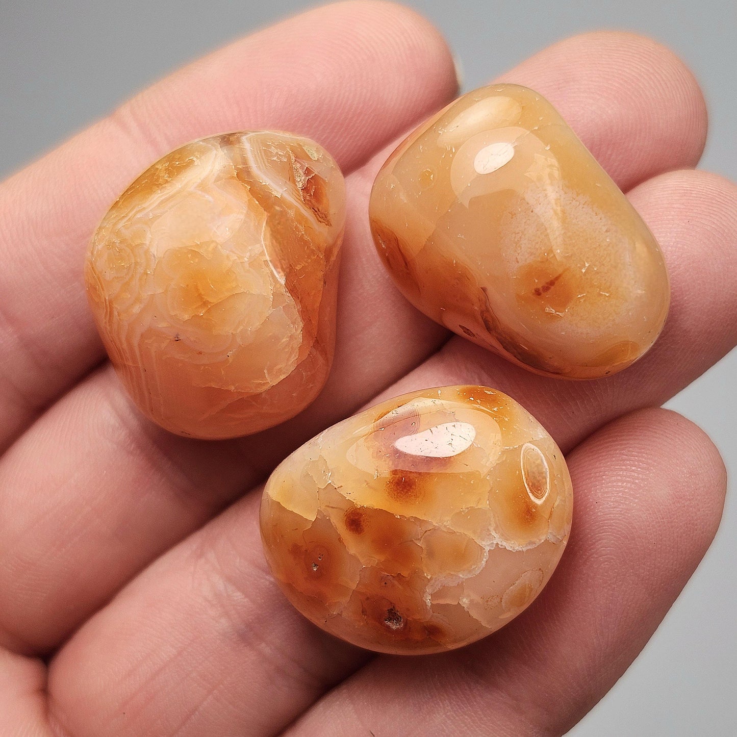 Carnelian Crystal from Madagascar, Tumbled Orange Chalcedony Stone