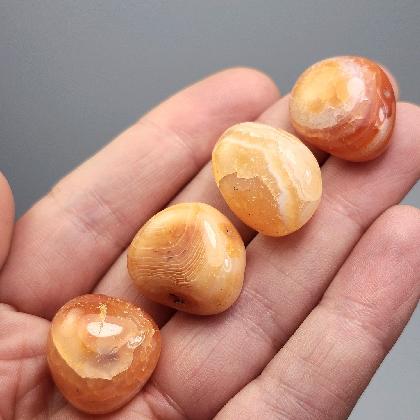 Carnelian Crystal from Madagascar, Tumbled Orange Chalcedony Stone