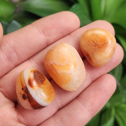 Carnelian Crystal from Madagascar, Tumbled Orange Chalcedony Stone