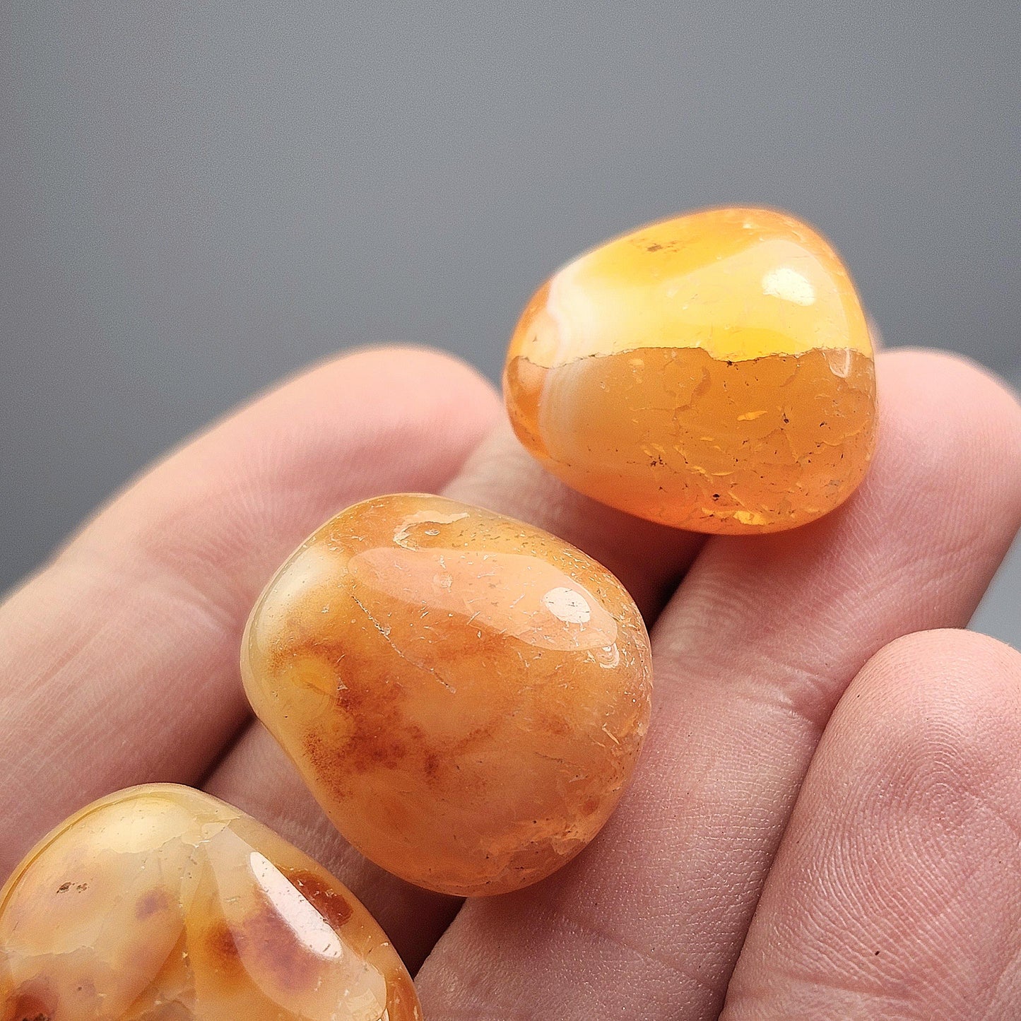 Carnelian Crystal from Madagascar, Tumbled Orange Chalcedony Stone