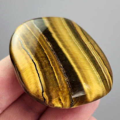 Tiger's Eye Palm Stone, Polished Tigers Eye Crystal