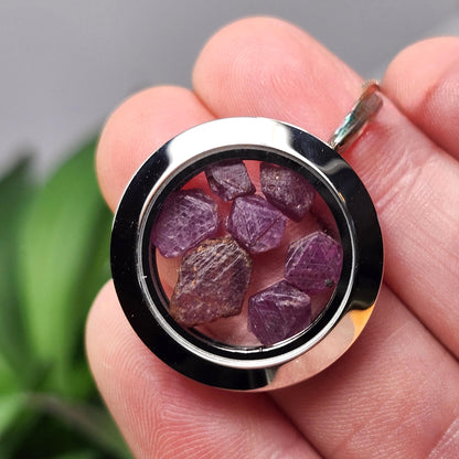 Record Keeper Ruby Crystal Pendant, Ruby Locket Necklace