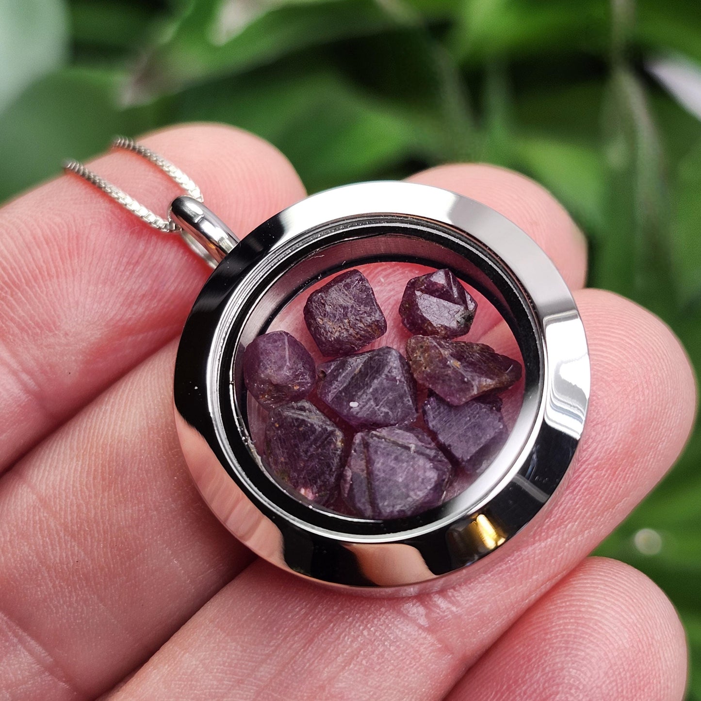 Record Keeper Ruby Crystal Pendant, Ruby Locket Necklace