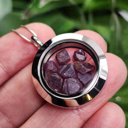 Record Keeper Ruby Crystal Pendant, Ruby Locket Necklace