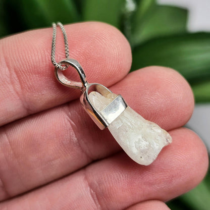 Polished Phenacite Pendant, Nigerian Phenakite Crystal Sterling Silver Necklace