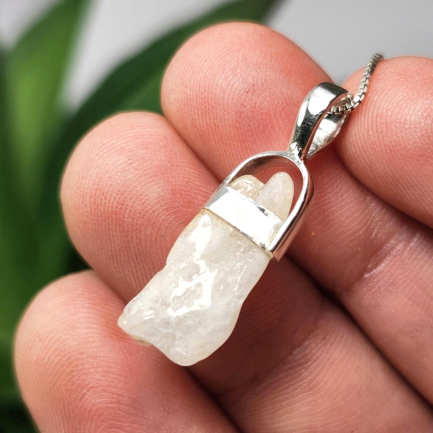 Polished Phenacite Pendant, Nigerian Phenakite Crystal Sterling Silver Necklace