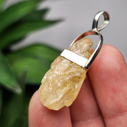 Golden Phenacite Pendant, Nigerian Phenakite Crystal Sterling Silver Necklace