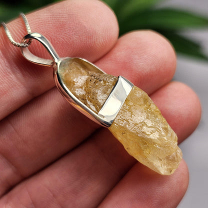 Golden Phenacite Pendant, Nigerian Phenakite Crystal Sterling Silver Necklace