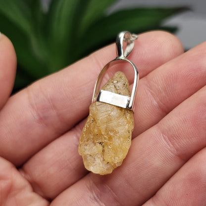 Golden Phenacite Pendant, Nigerian Phenakite Crystal Sterling Silver Necklace