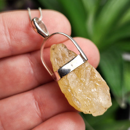Golden Phenacite Pendant, Nigerian Phenakite Crystal Sterling Silver Necklace