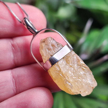 Golden Phenacite Pendant, Nigerian Phenakite Crystal Sterling Silver Necklace