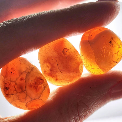 Carnelian Crystal from Madagascar, Tumbled Orange Chalcedony Stone