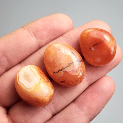 Carnelian Crystal from Madagascar, Tumbled Orange Chalcedony Stone