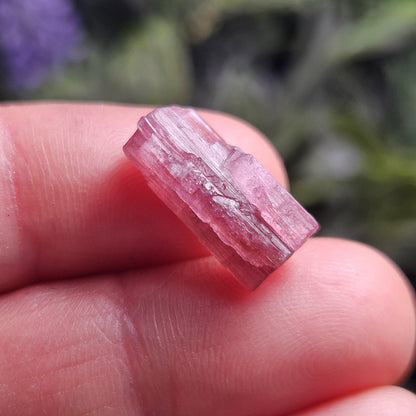 Natural Pink Tourmaline Crystal with Striations, Raw Raspberry Pink Tourmaline Specimen from Brazil