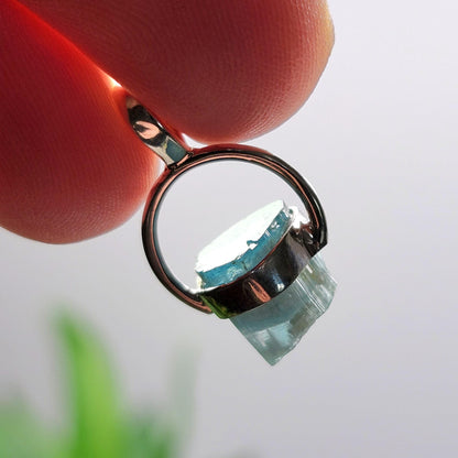 Blue Tourmaline Pendant, Sterling Silver Terminated Tourmaline Necklace