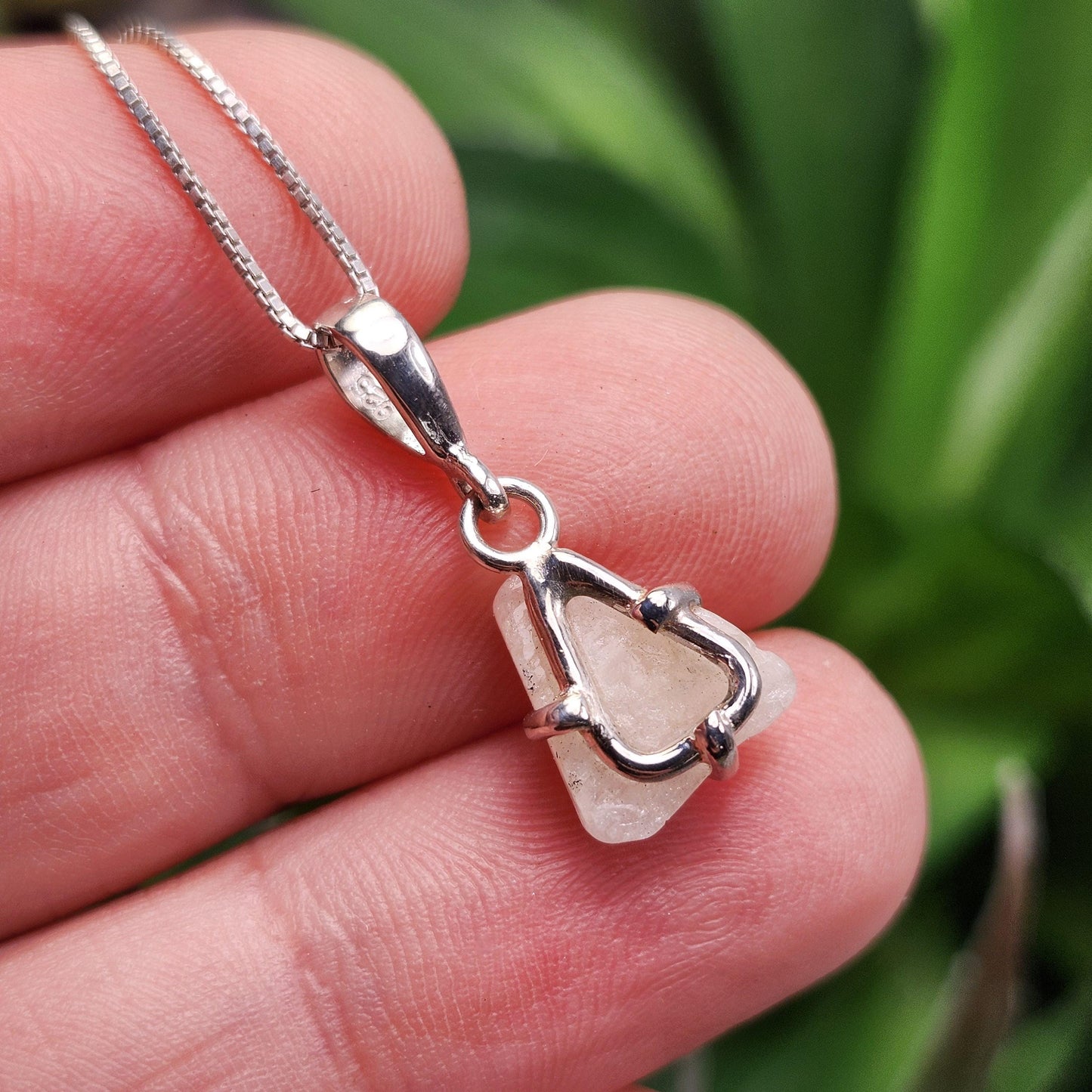 Polished Phenacite Pendant, Nigerian Phenakite Crystal Sterling Silver Necklace