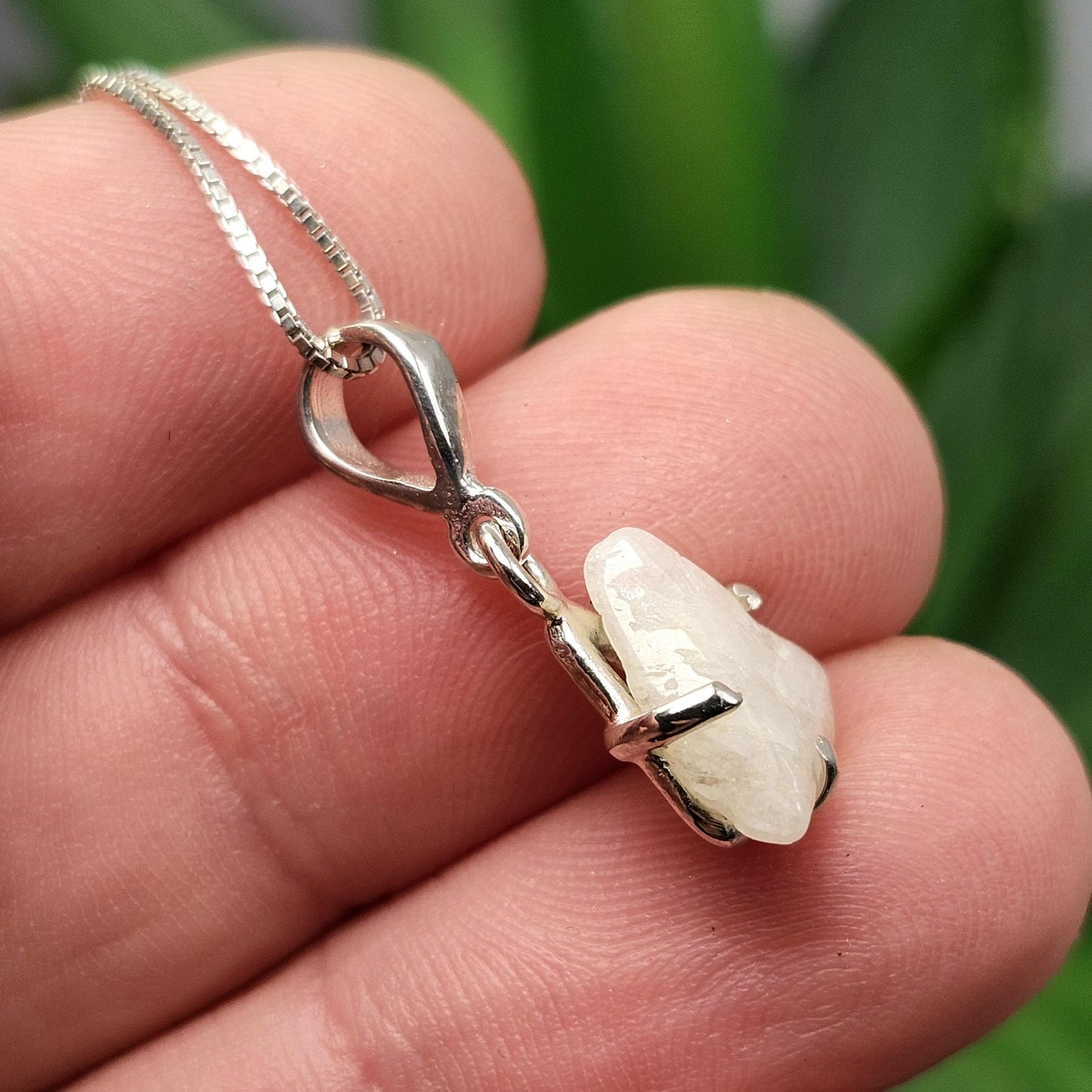 Polished Phenacite Pendant, Nigerian Phenakite Crystal Sterling Silver Necklace