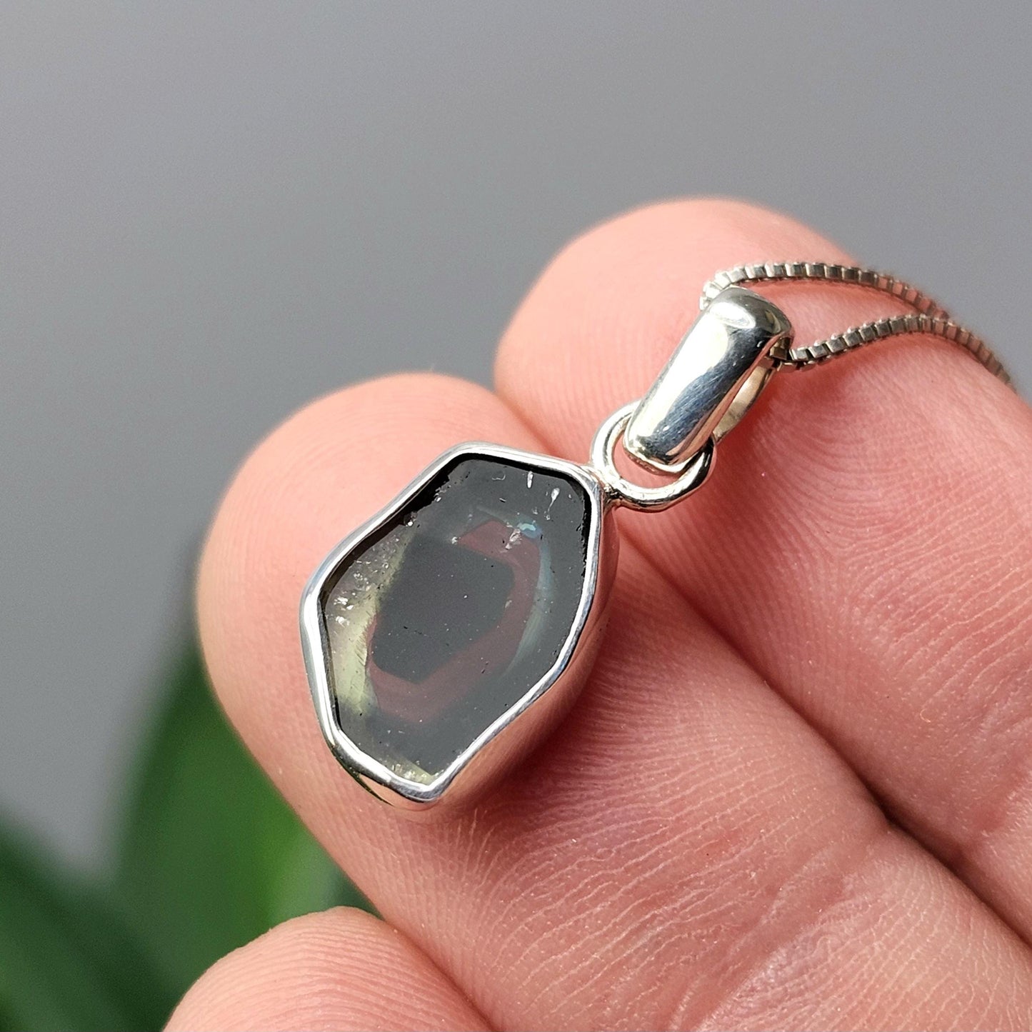 Blue Watermelon Tourmaline Slice Pendant, Sterling Silver Tourmaline Crystal Necklace