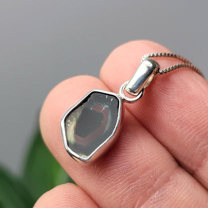 Blue Watermelon Tourmaline Slice Pendant, Sterling Silver Tourmaline Crystal Necklace