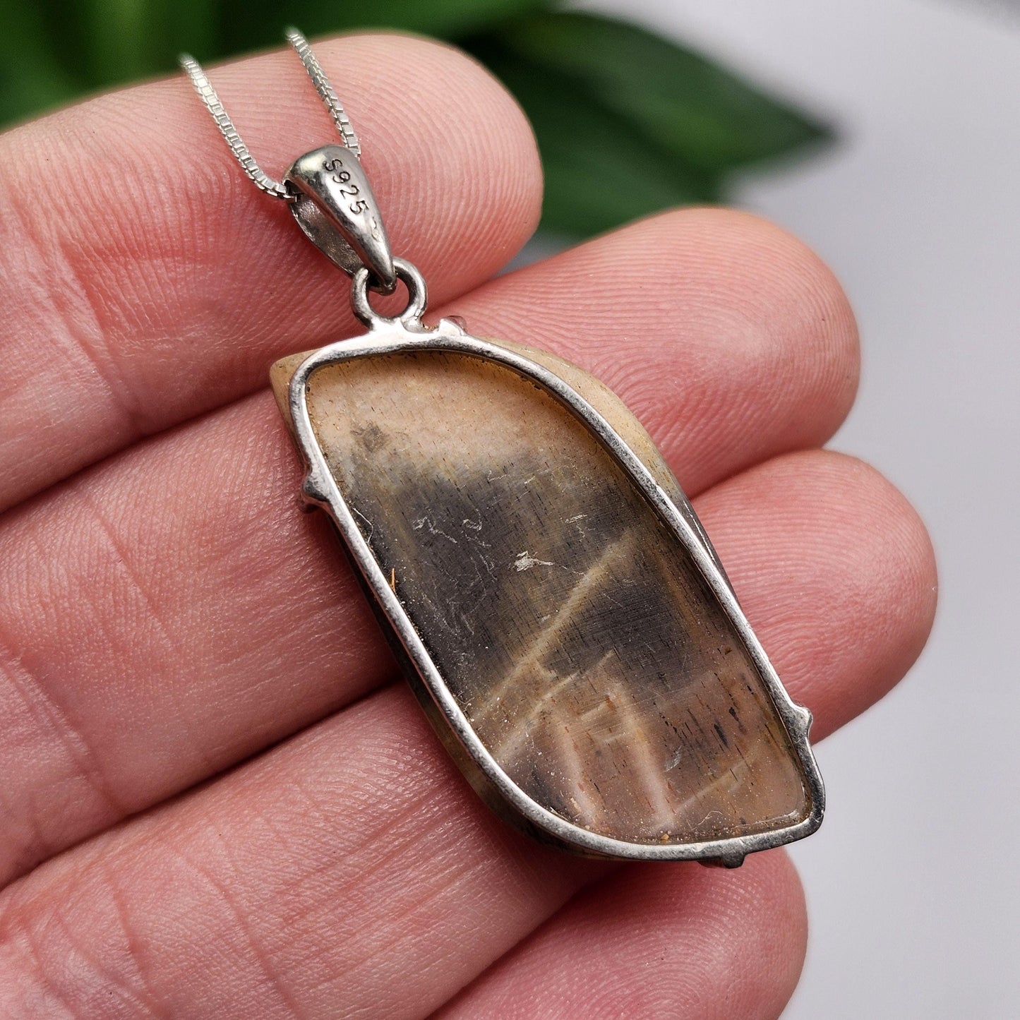 Lattice Sunstone Pendant, Sterling Silver Polished Sunstone Necklace