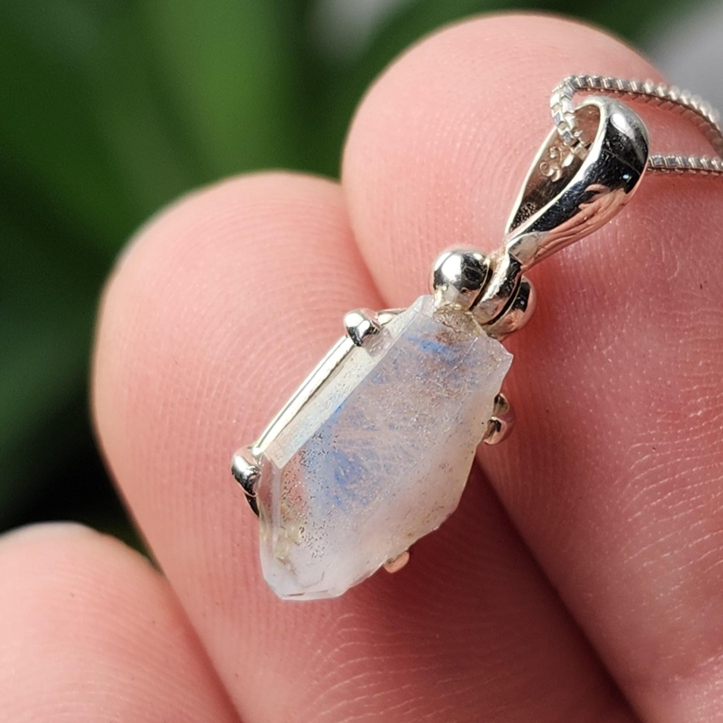 Papagoite in Quartz Pendant, Terminated Papagoite Sterling Silver Necklace