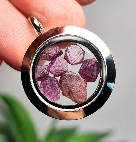 Record Keeper Ruby Crystal Pendant, Ruby Locket Necklace