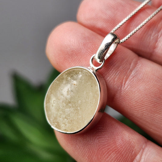 Libyan Desert Glass Pendant, Sterling Silver