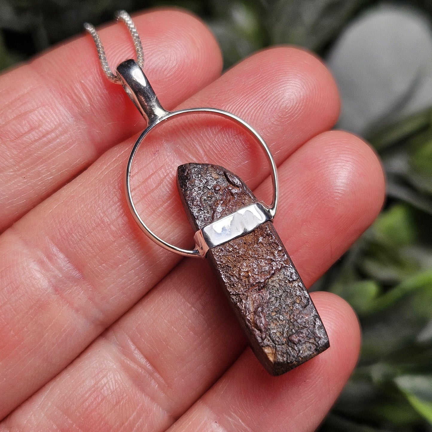 Meteorite Pendant from Kenya, Sterling Silver Natural Meteorite Necklace