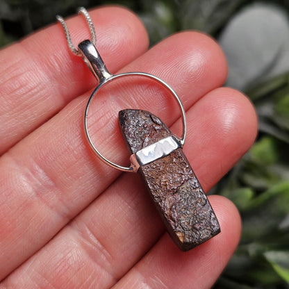 Meteorite Pendant from Kenya, Sterling Silver Natural Meteorite Necklace