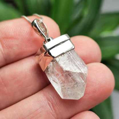 Danburite Crystal Pendant, Sterling Silver Raw Danburite Necklace