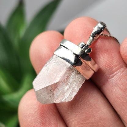 Danburite Crystal Pendant, Sterling Silver Raw Danburite Necklace