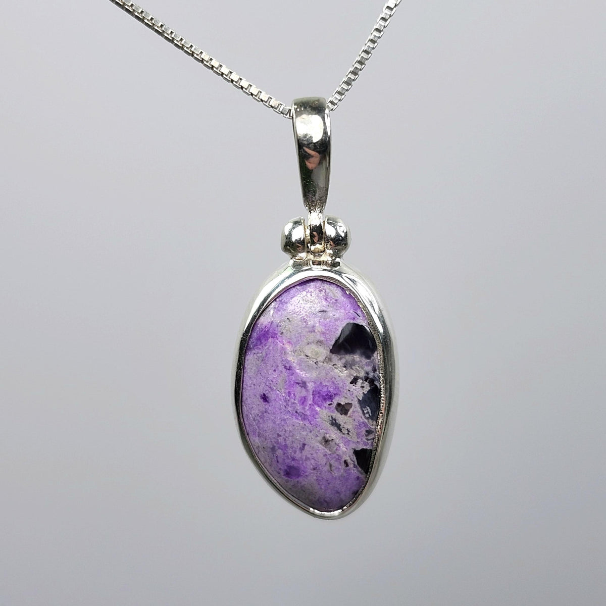 Sugilite Crystal Pendant, Sterling Silver (25x11mm)