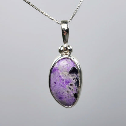 Sugilite Crystal Pendant, Sterling Silver (25x11mm)