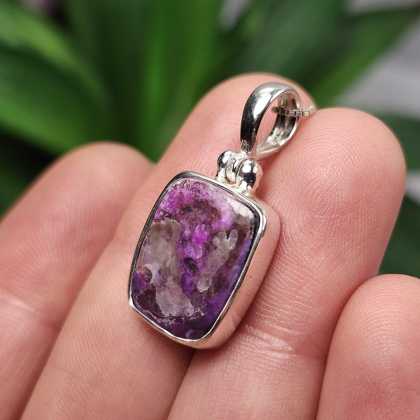 Gel Sugilite Pendant, Sterling Silver Sugilite Necklace