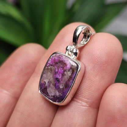 Gel Sugilite Pendant, Sterling Silver Sugilite Necklace