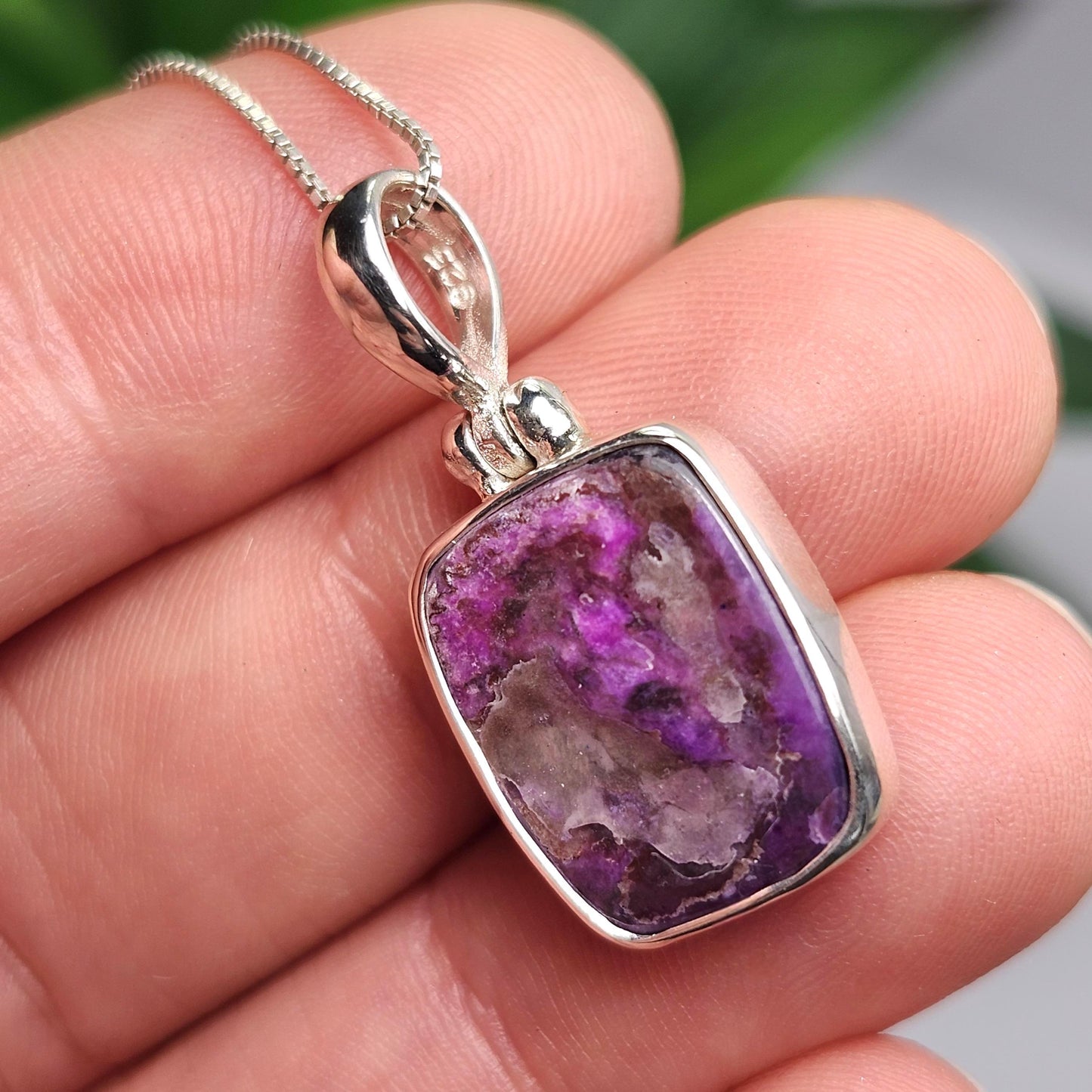 Gel Sugilite Pendant, Sterling Silver Sugilite Necklace