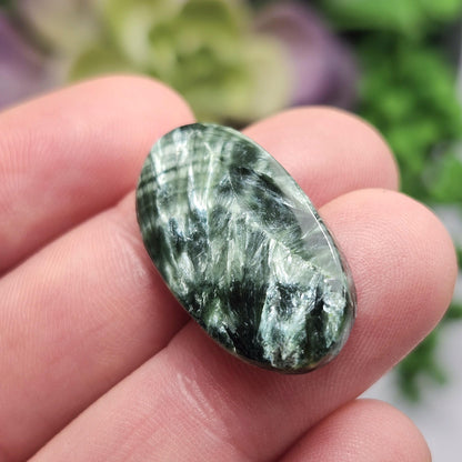 Seraphinite Crystal Cabochon, Jewelry Making Supply