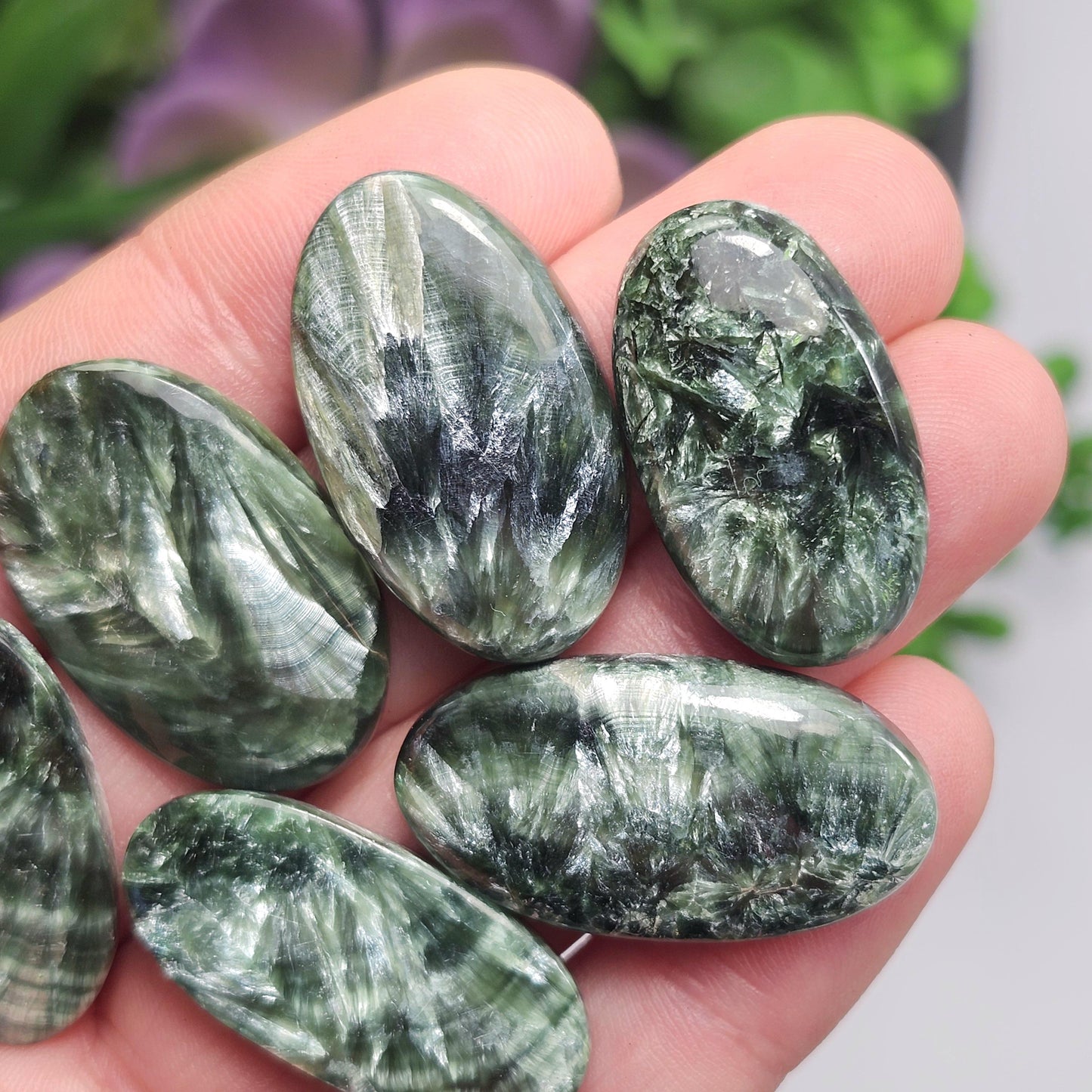 Seraphinite Crystal Cabochon, Jewelry Making Supply